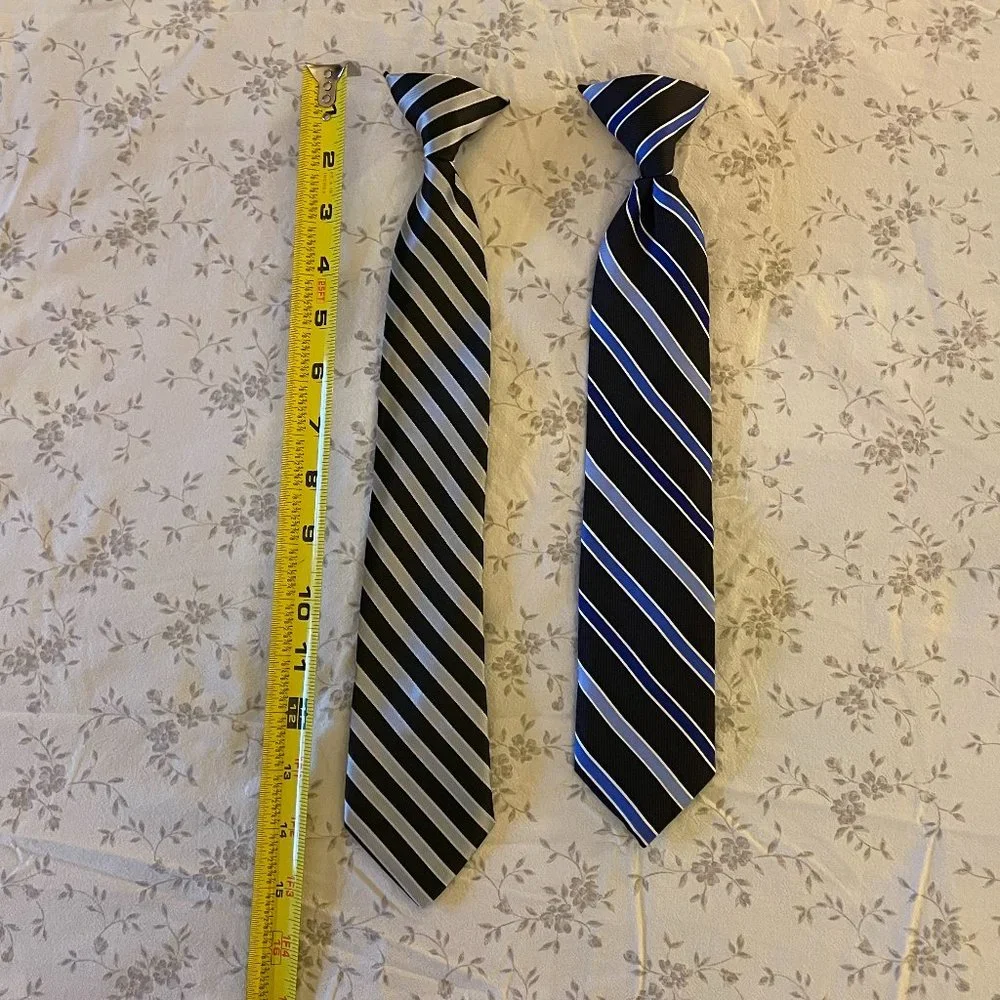 Lot of 1 Boy's Brown Belt and 2 Clip-On Ties (1 Silk, 1 Polyester)